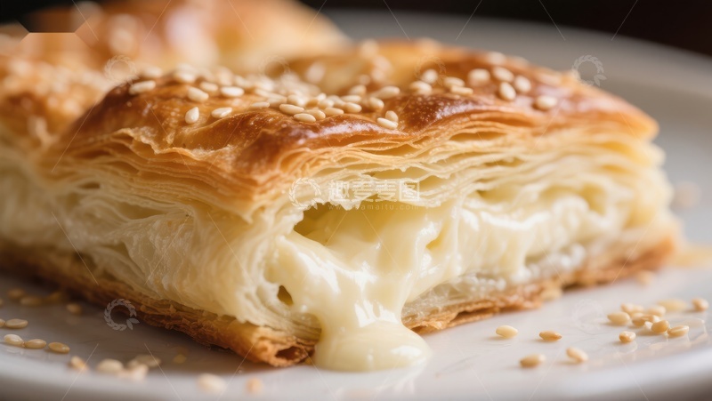 高清大图下载【趣麦麦图】金黄酥皮夹心奶酪糕点