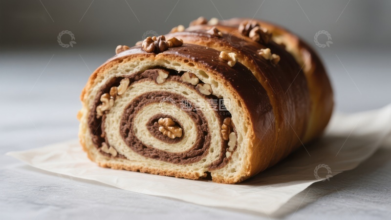 高清大图下载【趣麦麦图】巧克力核桃面包卷