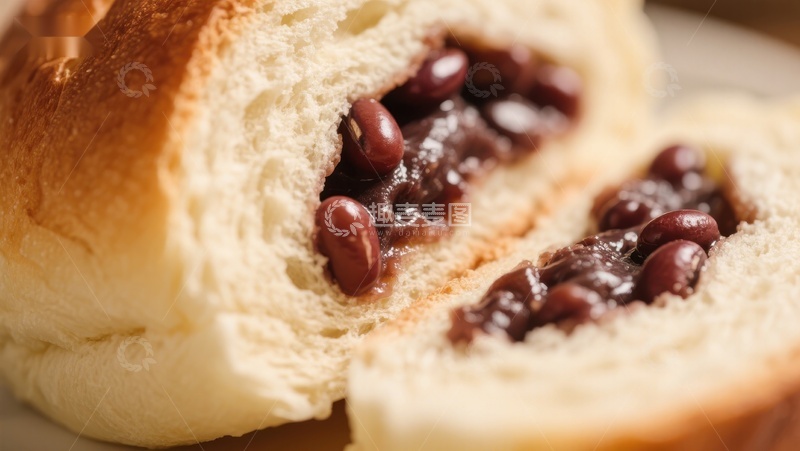 高清大图下载【趣麦麦图】红豆面包切面特写