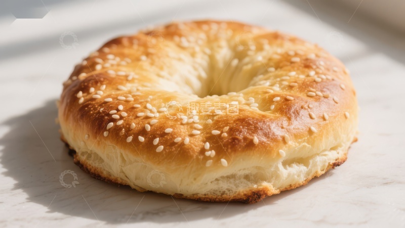 高清大图下载【趣麦麦图】金黄芝麻贝果特写