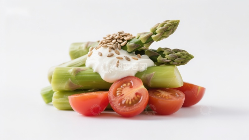 高清大图下载【趣麦麦图】芦笋番茄配酸奶酱