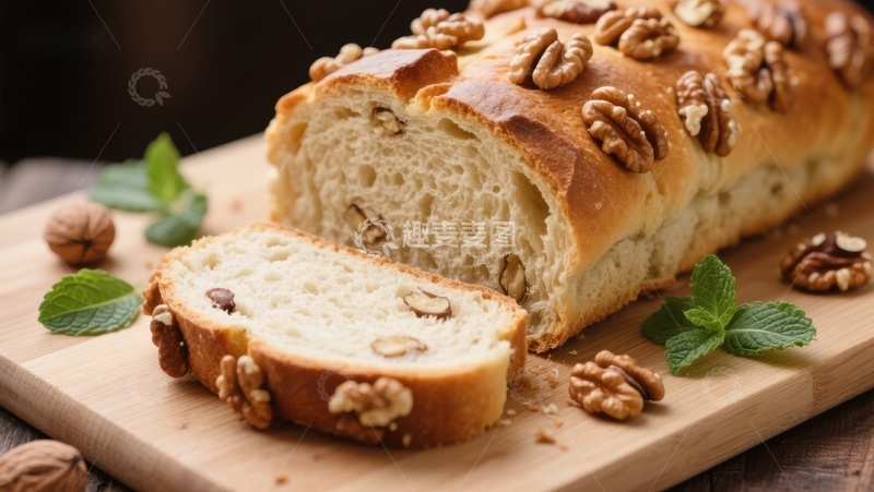 高清大图下载【趣麦麦图】核桃面包切片展示