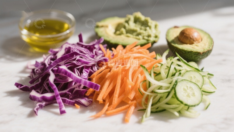 高清大图下载【趣麦麦图】新鲜蔬菜与牛油果切片
