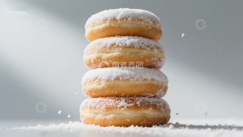 高清大图下载【趣麦麦图】四只糖霜甜甜圈叠放