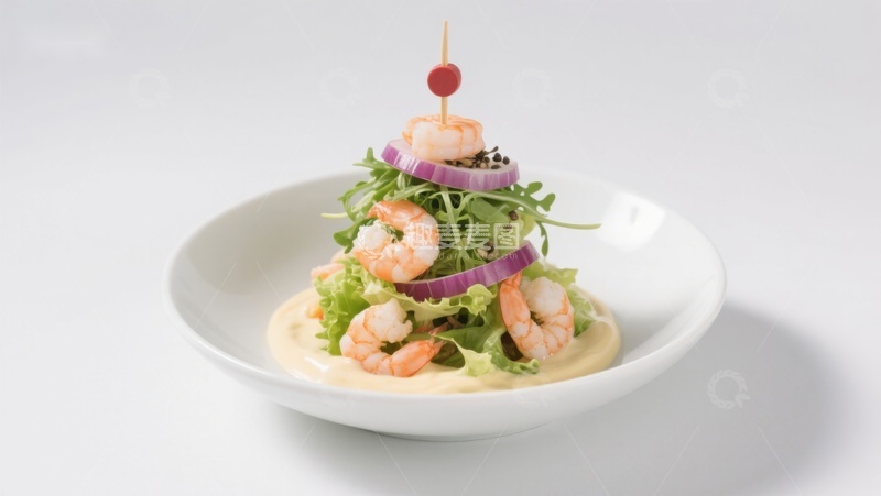 高清大图下载【趣麦麦图】虾仁沙拉创意摆盘