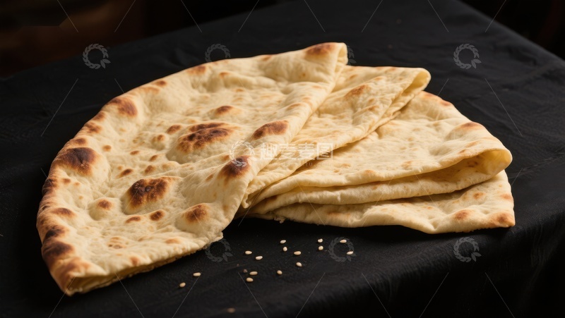 高清大图下载【趣麦麦图】金黄酥脆的烤饼叠放特写