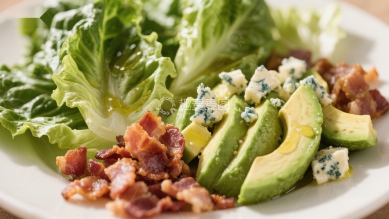 高清大图下载【趣麦麦图】牛油果培根生菜沙拉