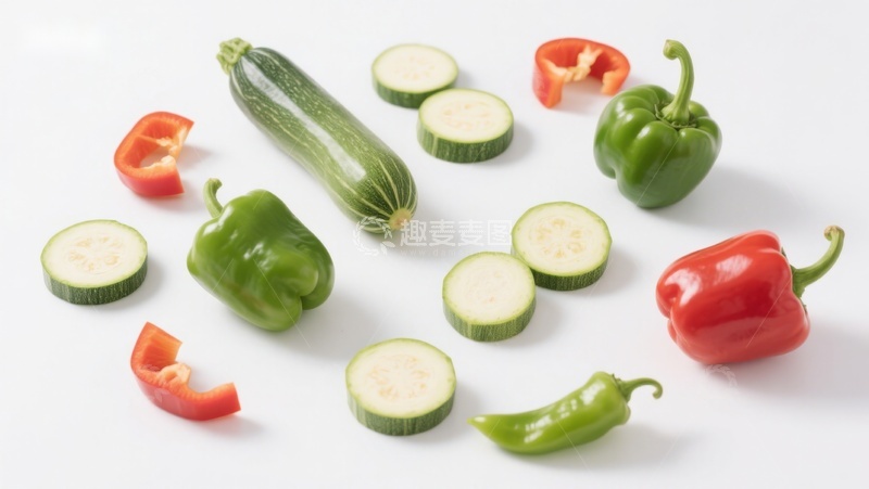 高清大图下载【趣麦麦图】新鲜蔬菜切片摆拍