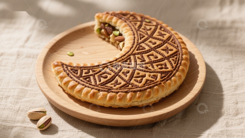 高清大图下载【趣麦麦图】新月形糕点，装饰精美，内含坚果