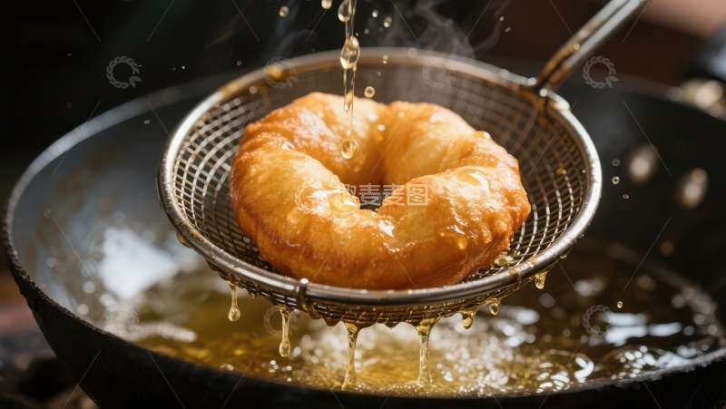 高清大图下载【趣麦麦图】油炸甜甜圈沥油特写