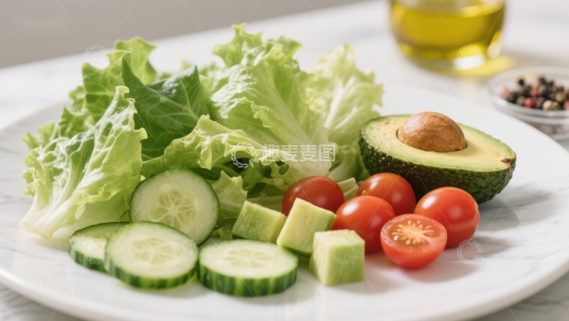 高清大图下载【趣麦麦图】新鲜蔬菜与牛油果拼盘