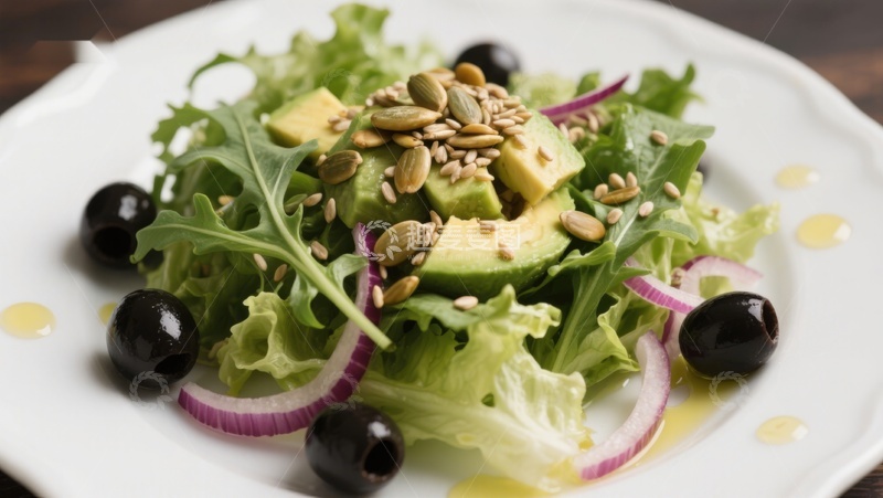 高清大图下载【趣麦麦图】新鲜蔬菜沙拉配牛油果