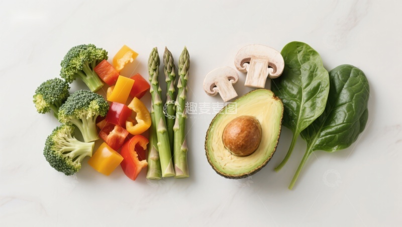 高清大图下载【趣麦麦图】新鲜蔬菜与牛油果摆盘