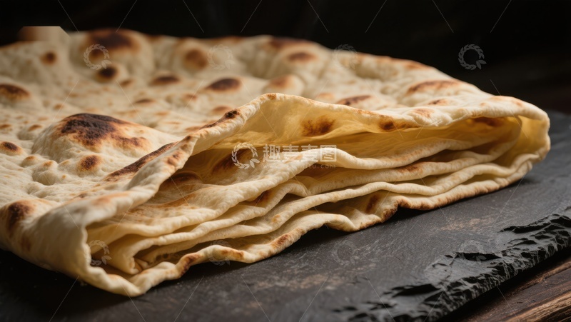 高清大图下载【趣麦麦图】金黄酥脆的烤饼叠放特写