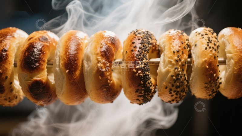 高清大图下载【趣麦麦图】热气腾腾的面包串
