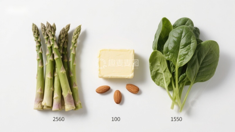 高清大图下载【趣麦麦图】芦笋奶酪菠菜食材展示