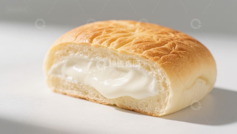 高清大图下载【趣麦麦图】奶油面包特写，柔软金黄