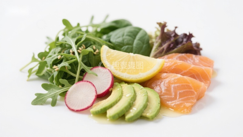 高清大图下载【趣麦麦图】新鲜三文鱼沙拉食材组合