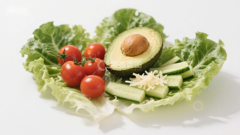 高清大图下载【趣麦麦图】新鲜蔬菜与牛油果摆盘
