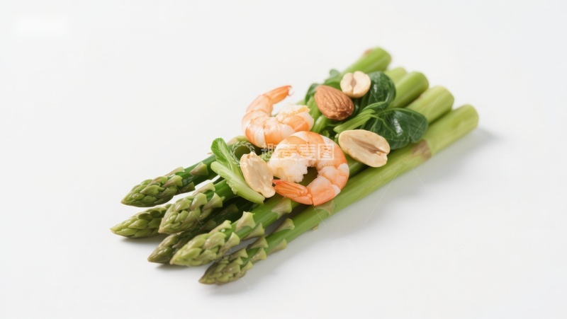 高清大图下载【趣麦麦图】芦笋虾仁配坚果