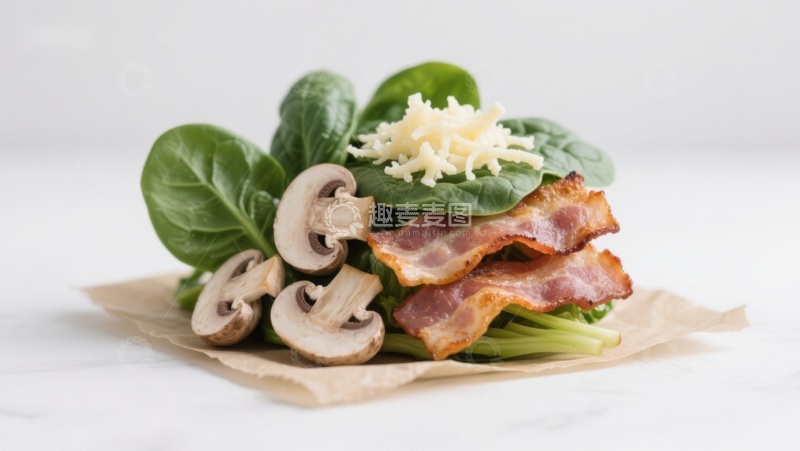 高清大图下载【趣麦麦图】新鲜蔬菜与培根奶酪组合