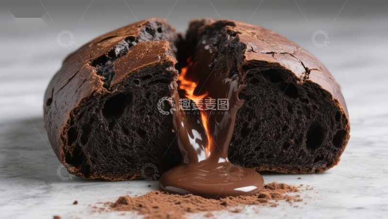 高清大图下载【趣麦麦图】巧克力面包熔岩流出