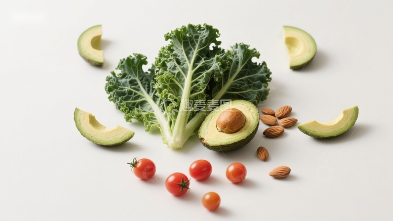 高清大图下载【趣麦麦图】新鲜蔬菜与坚果摆盘