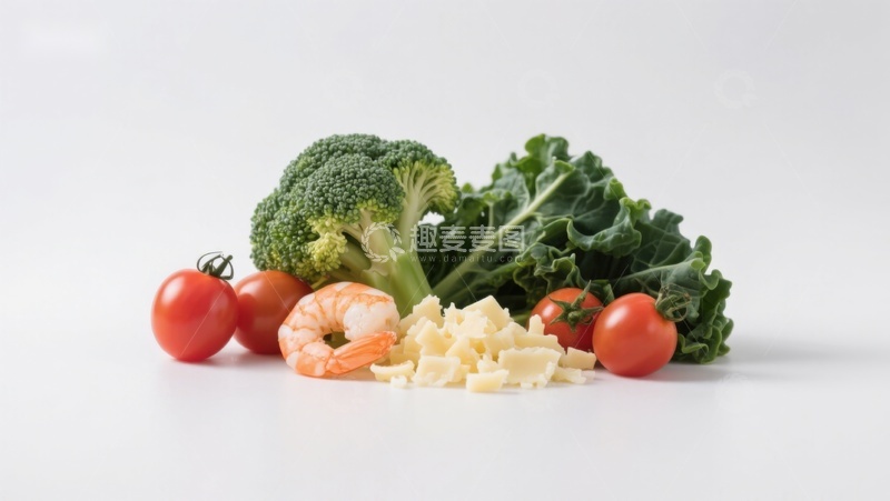 高清大图下载【趣麦麦图】新鲜蔬菜与虾仁食材组合