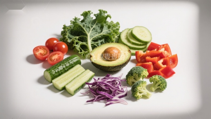 高清大图下载【趣麦麦图】新鲜蔬菜切片摆盘