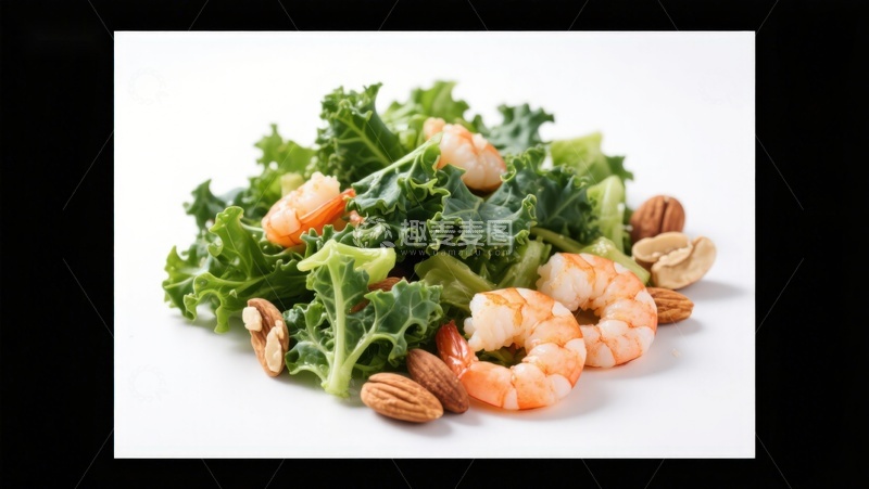 高清大图下载【趣麦麦图】虾仁羽衣甘蓝沙拉