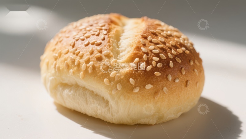 高清大图下载【趣麦麦图】金黄芝麻面包特写