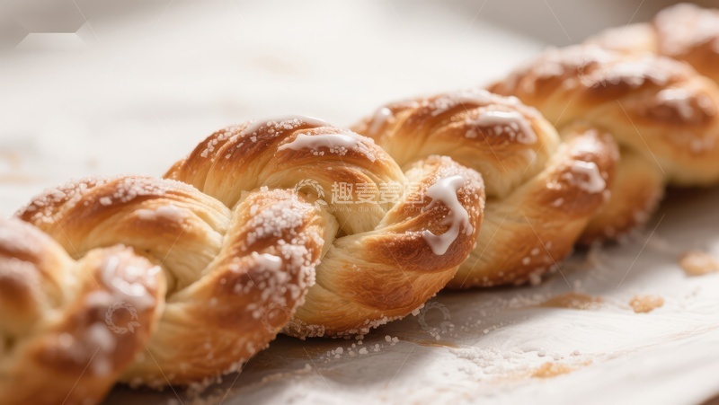 高清大图下载【趣麦麦图】金黄酥脆的辫子面包