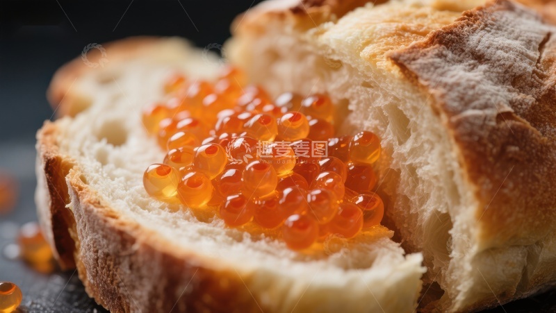 高清大图下载【趣麦麦图】面包夹鱼子酱美食特写