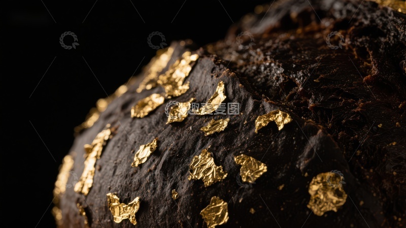 高清大图下载【趣麦麦图】金箔点缀的深色物体特写