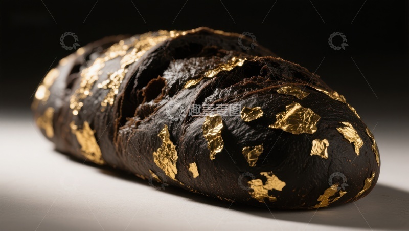 高清大图下载【趣麦麦图】金箔装饰的深色面包