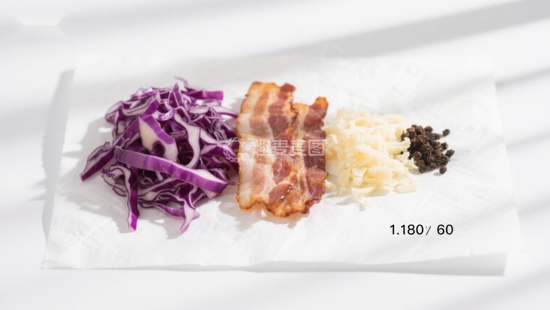 高清大图下载【趣麦麦图】紫甘蓝培根与配料特写