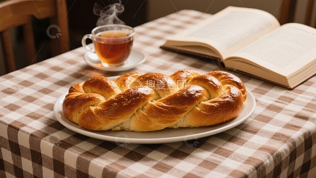 热茶与面包，书香相伴的温馨时光