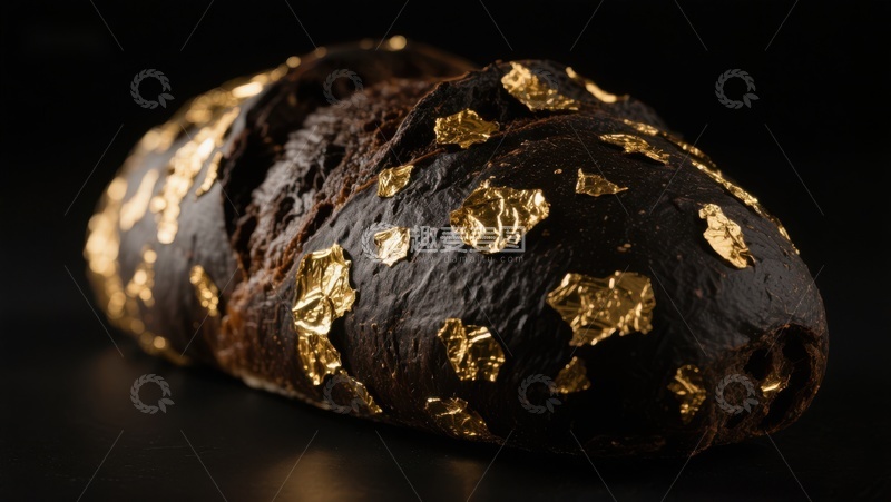 高清大图下载【趣麦麦图】金箔点缀的深色面包