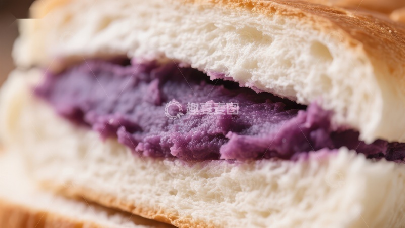 高清大图下载【趣麦麦图】紫薯夹心面包特写