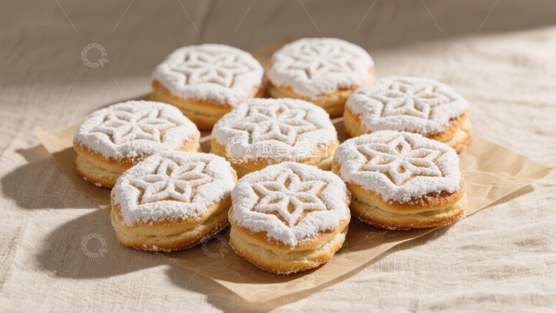 高清大图下载【趣麦麦图】精致糖霜饼干，星形图案装饰