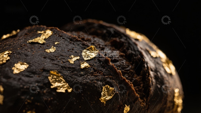 高清大图下载【趣麦麦图】金箔点缀的深色面包