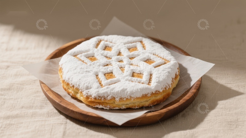 高清大图下载【趣麦麦图】撒满糖粉的格纹糕点