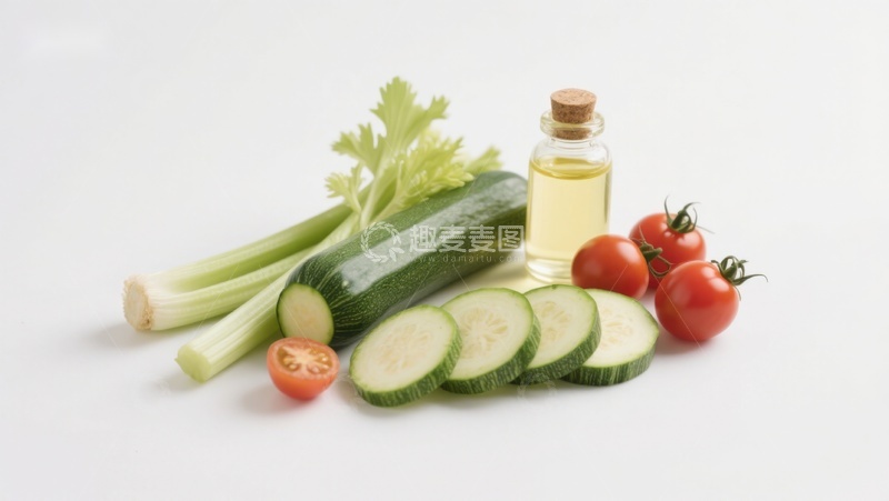 高清大图下载【趣麦麦图】新鲜蔬菜与橄榄油摆拍