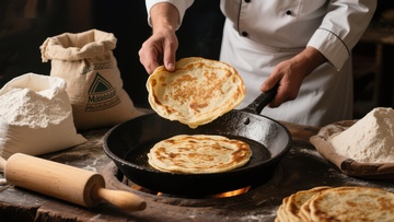 厨师制作煎饼的场景