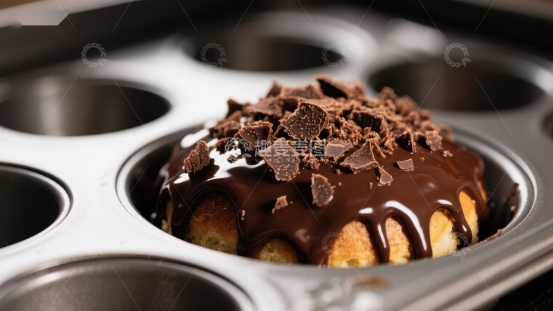 高清大图下载【趣麦麦图】巧克力淋面蛋糕，撒满碎屑