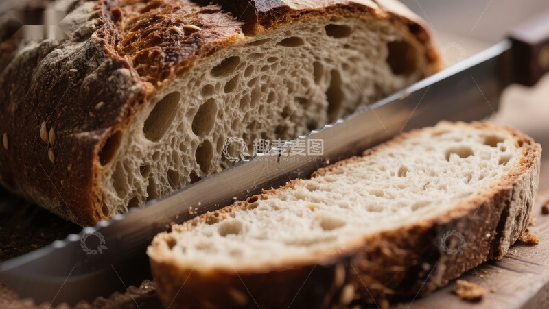 高清大图下载【趣麦麦图】新鲜面包切片特写