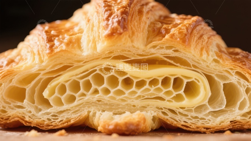高清大图下载【趣麦麦图】酥脆可颂的层次特写
