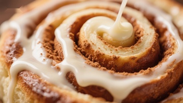 奶油浇灌的肉桂卷特写
