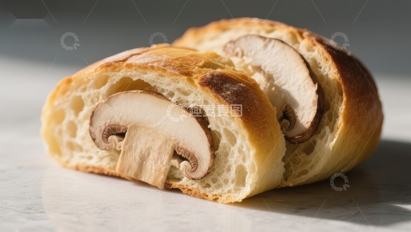 高清大图下载【趣麦麦图】蘑菇面包切片特写