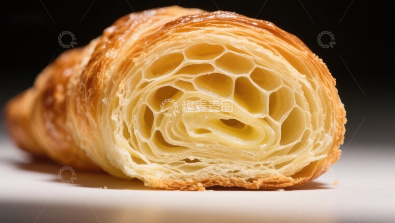 高清大图下载【趣麦麦图】酥脆可颂的层次特写